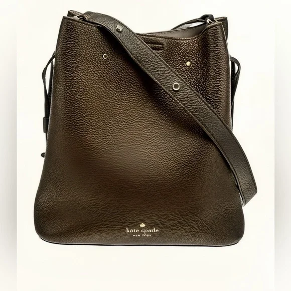 Kate Spade New York Black Leather Crossbody/Bucket Bag – Adjustable Strap - Picture 2 of 11